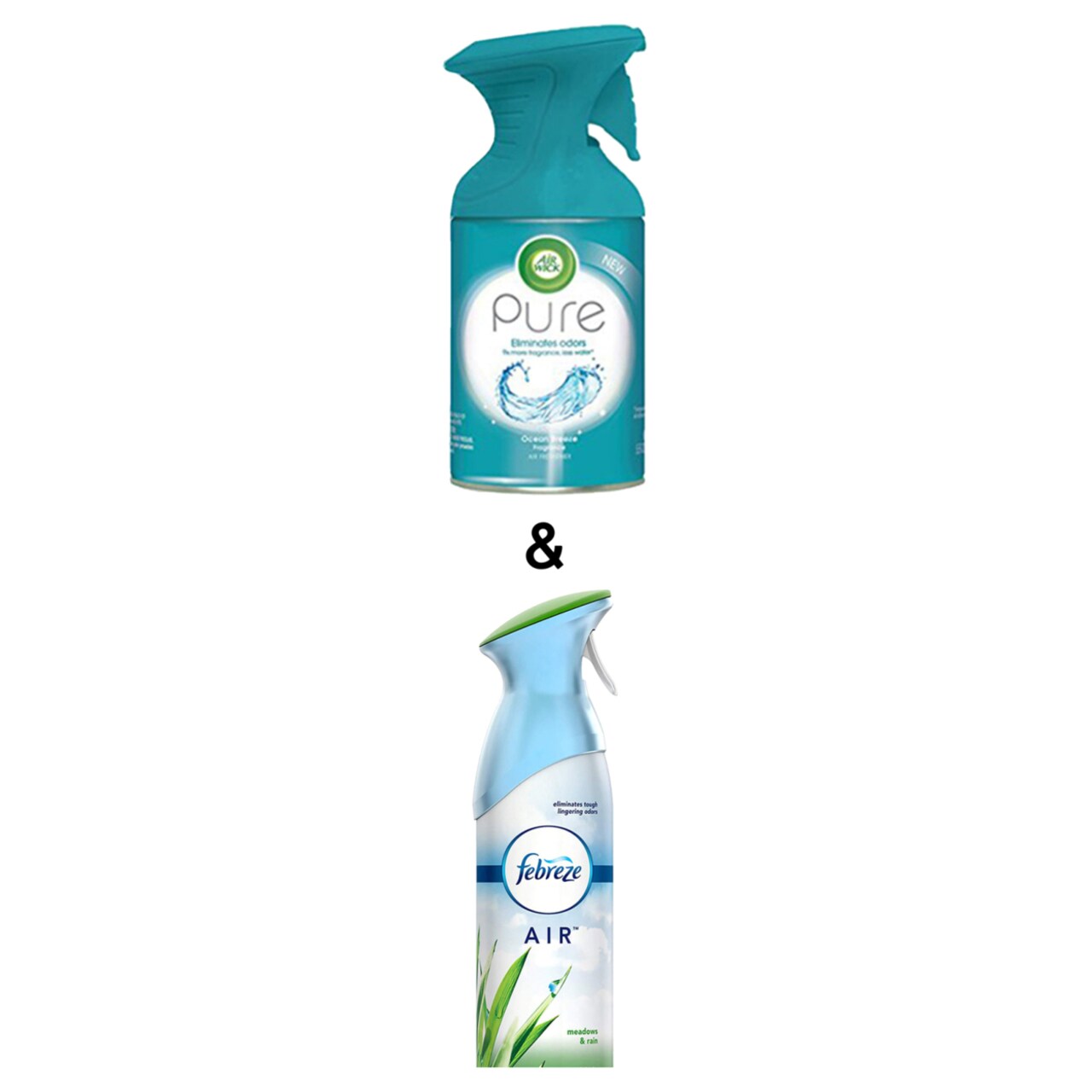 Febreze Air Freshener Meadows and Rain 250g By and Pure Air Freshener Spray, Ocean Breeze, 5.5oz by Air Wick